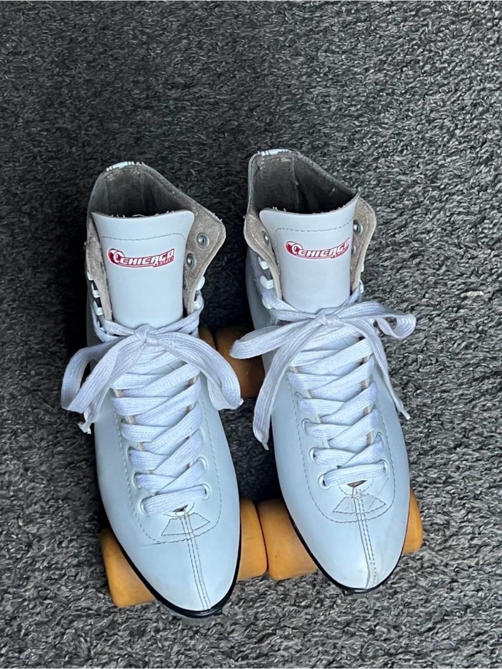 Chicago White Womens Quad Roller Skates with Orange Wheels